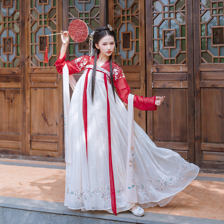【樱花舞】汉衣晟道原创汉服女夏季大摆红色齐...
