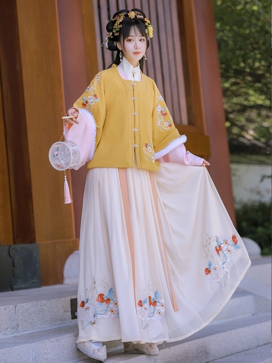 劲合明制过年汉服女原创雪竹对襟比甲半臂加绒...