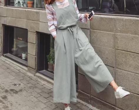 秋冬新款复古文艺系带收腰大码灯芯绒阔腿裤宽...