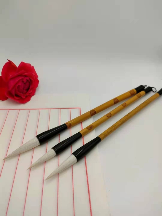 3支一套羊毫毛笔善琏湖笔毛笔套装羊毫大楷中...