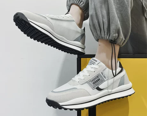 2022新款夏季阿甘男鞋小白透气网面运动休...