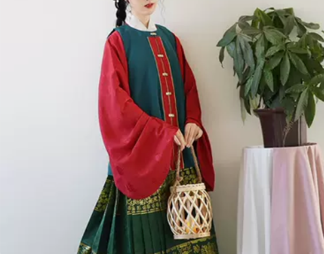 兰若庭 汉服 明制 比甲 圆领 百搭 袄裙...