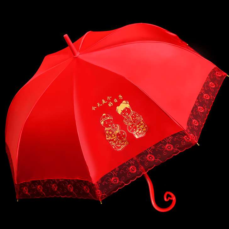 红雨伞婚庆结婚出门用红色伞新娘伞两用出嫁婚...