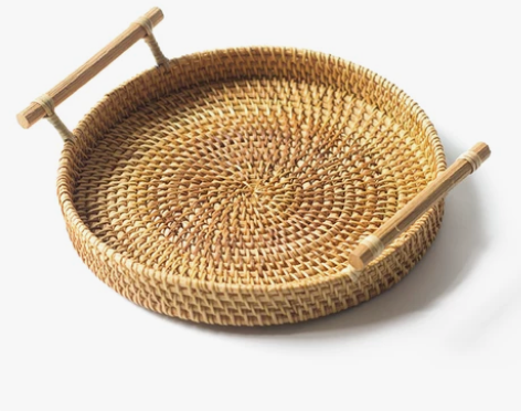 越南藤编收纳筐整理筐桌面零食水果篮子面包果...