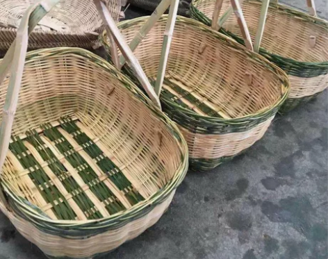 全新竹篮子收纳买菜竹编竹筐手工竹制品手提家...