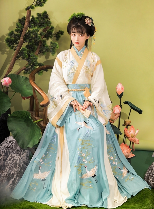 玉术原创汉服女羽集晋制齐腰魏晋风交领中国风...