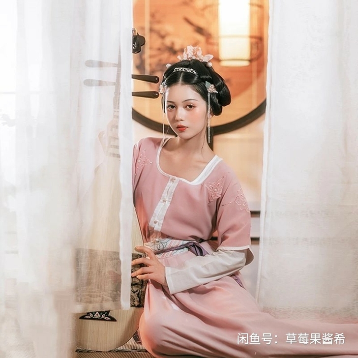 【琉璃珠】花朝记汉服刺绣坦领半臂齐腰襦裙日...