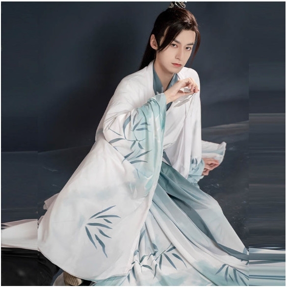 汉服男女情侣装青衣男女学生日常魏晋风交领齐...