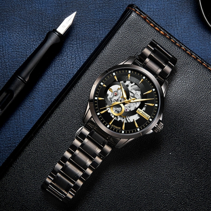 AILANG艾浪双面镂空自动机械表 男