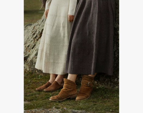 Say Ya 幻大A抽条提花羊绒半身裙中长...