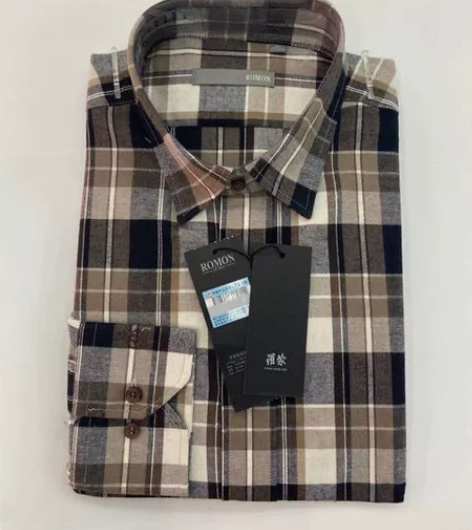 清仓一批罗蒙全棉格子衬衫男士衬衫100%棉...