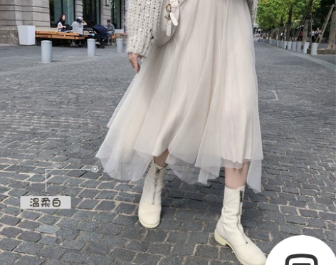 黑色不规则网纱半身裙女中长款秋冬裙百搭a字...