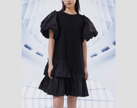 班晓雪设计师联名款 甜美温柔风荷叶边泡泡袖...