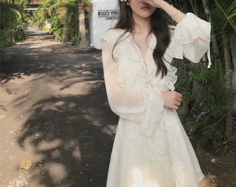 厌世风丧系egg法式过膝复古桔梗超仙女森系...