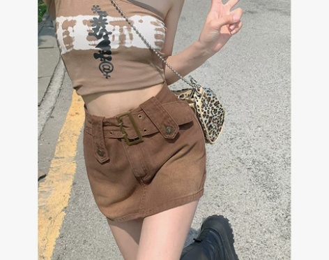 【狂欢价】温姗2022夏季新品复古牛仔半身...