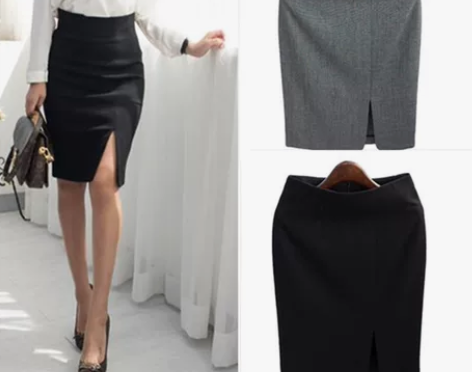 新款高腰OL职业裙一步裙中裙前开叉裙包臀裙...