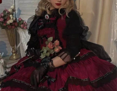 佳期如梦op大全套酒红色花嫁 m码   裙...