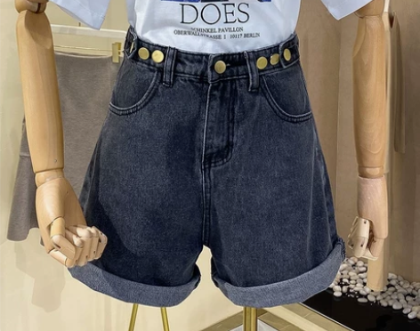 卷边牛仔短裤女高腰阔腿裤 M码 感兴趣的话...