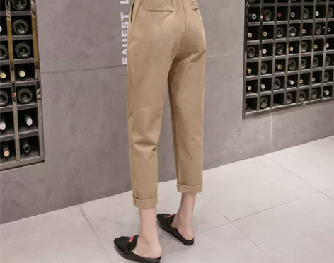 ?高腰花苞裤子女夏季2022新款韩版宽松显...