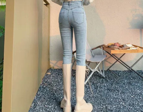 新款高腰小脚紧身牛仔裤女韩版百搭显瘦显高设...