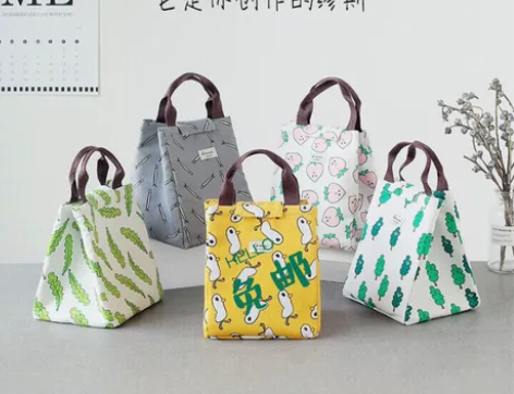 加厚铝箔保温袋便当袋帆布大号带饭的手提袋女...