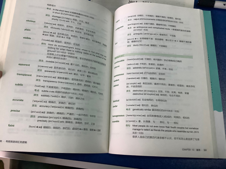 考研英语，词汇的逻辑，有一两页的涂写痕迹，...