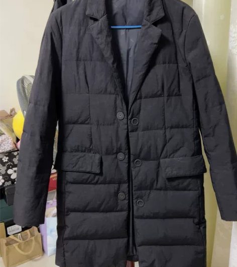 男士长款羽绒服秋冬季厚中青年西装领风衣外套...