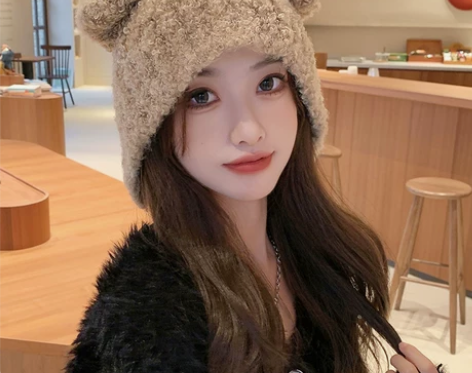 小熊帽子女秋冬可爱保暖护耳帽2022爆款耳...