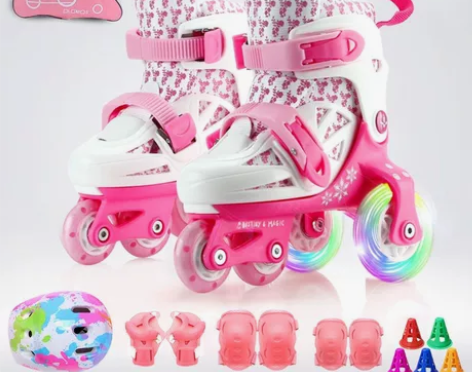 溜冰鞋儿童男女童初学者四轮滑冰鞋小孩双排转...