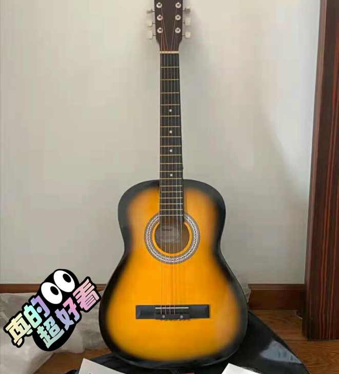 吉他初学者用41寸民谣38寸木吉他送吉他弦...