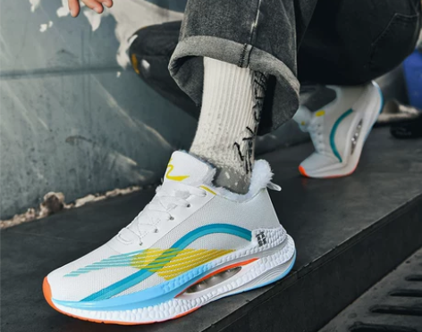 绝影男鞋2022季加棉新款运动鞋飞织网面透...