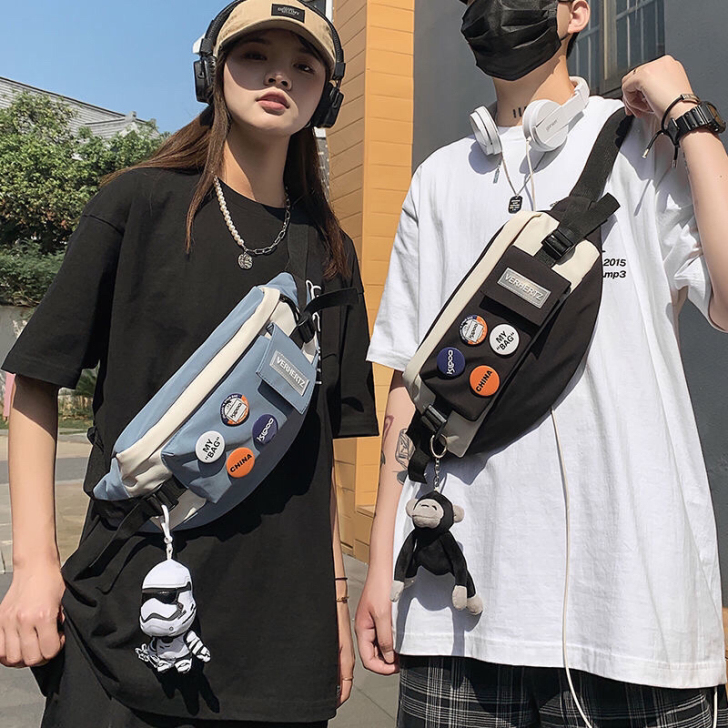 韩版单肩小背包学生潮流斜挎包2021新款腰...