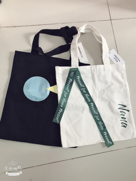 全新名创正品清货两个帆布包 女士帆布袋清货...