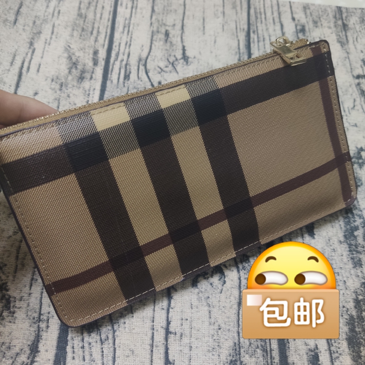 手拿包女士钱包格纹包包折叠包拉链款