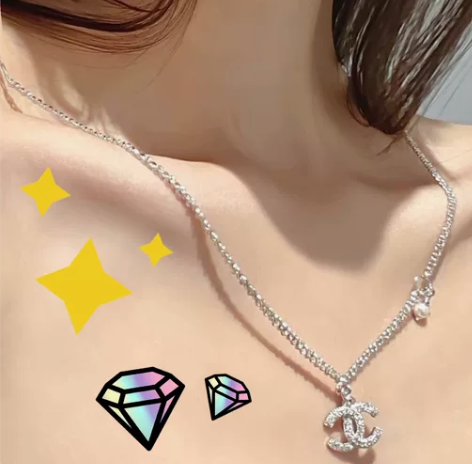 CHANEL香奈儿满钻星星项链女款银色 人...