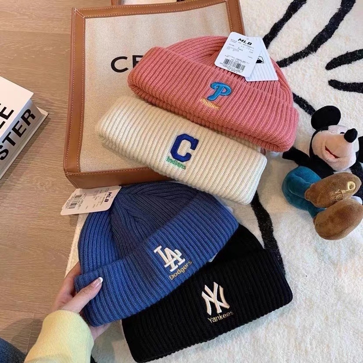 MLB秋冬新品针织毛线帽小标冷帽情侣NY秋...