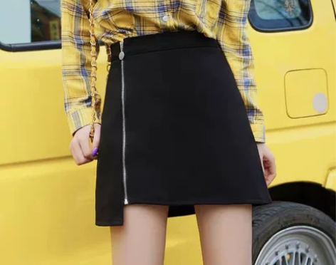 不规则高腰毛呢半身裙A字裙，M码 基本全新...