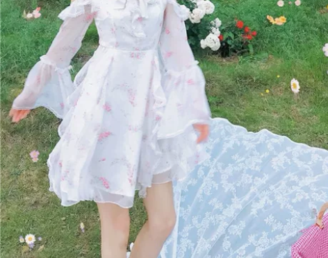 【菇扎baby*穿上是小仙女花朵胸针露肩荷...