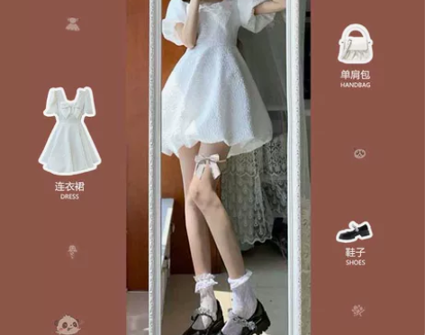 白色连衣裙公主裙，蓬蓬裙公主风宫廷风可爱裙...