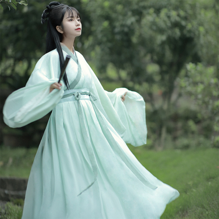 倚梦阁原创青璃魏晋风汉服女交领齐腰襦裙夏季...