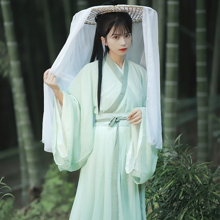 倚梦阁原创青璃魏晋风汉服女交领齐腰襦裙夏季...