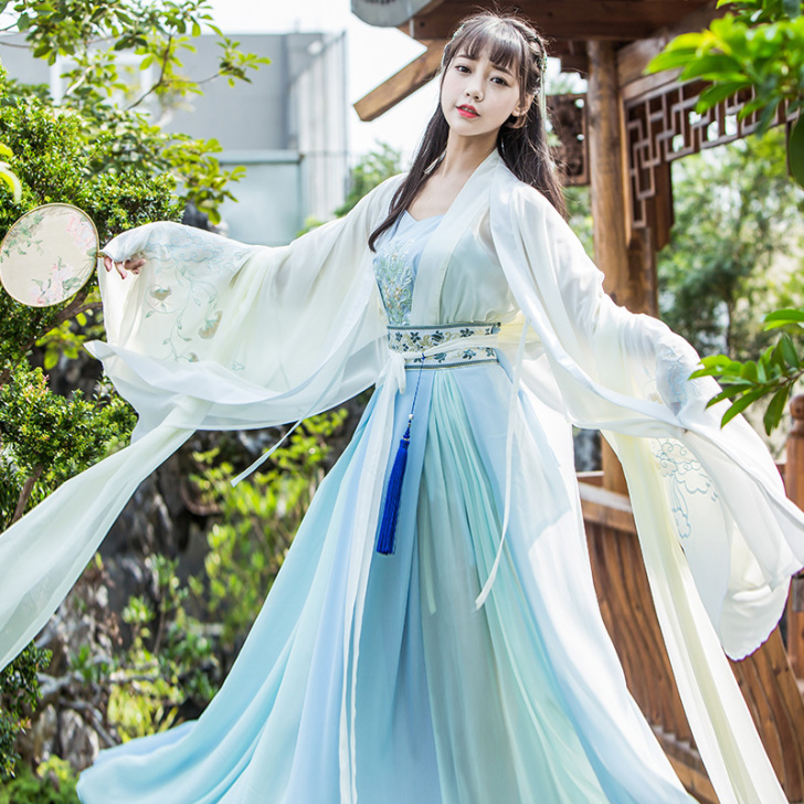 魏晋风日常汉服古装服装仙女大袖衫改良齐腰襦...