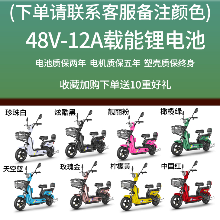 新国标成人电动车女士电瓶车小型电单车48V...