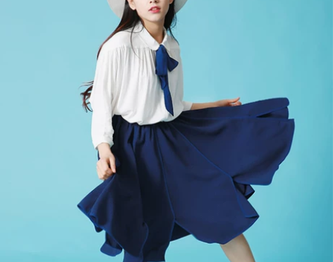 百搭中裙大摆裙百褶裙大摆半身裙 藏青色，偏...