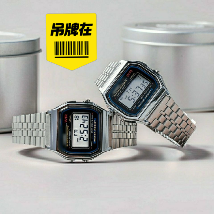 时尚简约钢带小方块手表A159W-N1DF...