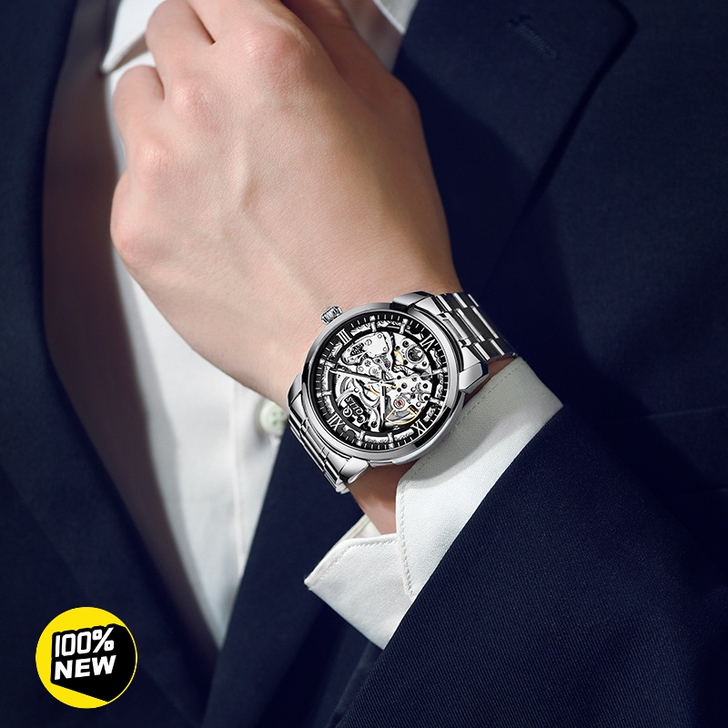 男机械表全自动镂空陀飞轮瑞士品质皮带男士手...