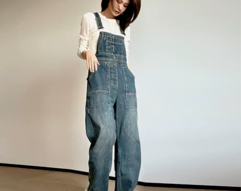 背带牛仔裤 复古牛仔背带裤美洋MEIYAN...