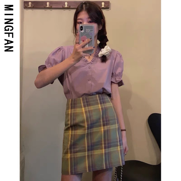 彩虹格子a字裙 全新m码