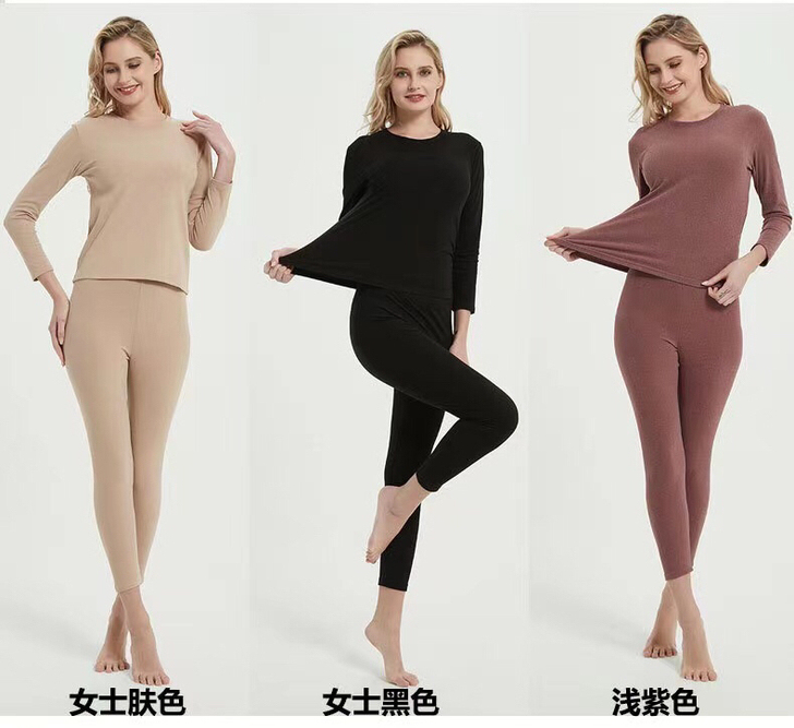 德绒保暖内衣套装男女士纯棉薄款2021秋冬...
