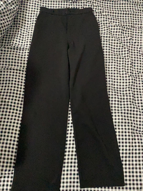 黑色西装直筒阔腿裤拖地裤